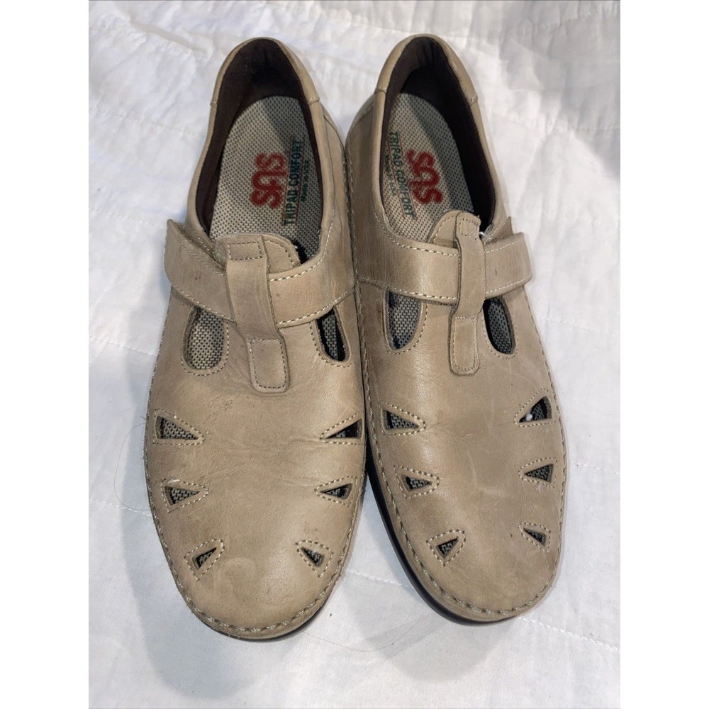 Women's SAS Roamer Slip-On Sage Taupe Leather Sz 8.5 Shoes Cutout Comfort‎